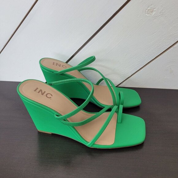 NEW I.N.C. International Concepts Womens Eiana Toe-Ring Wedge Green Smooth 9M - Picture 2 of 8